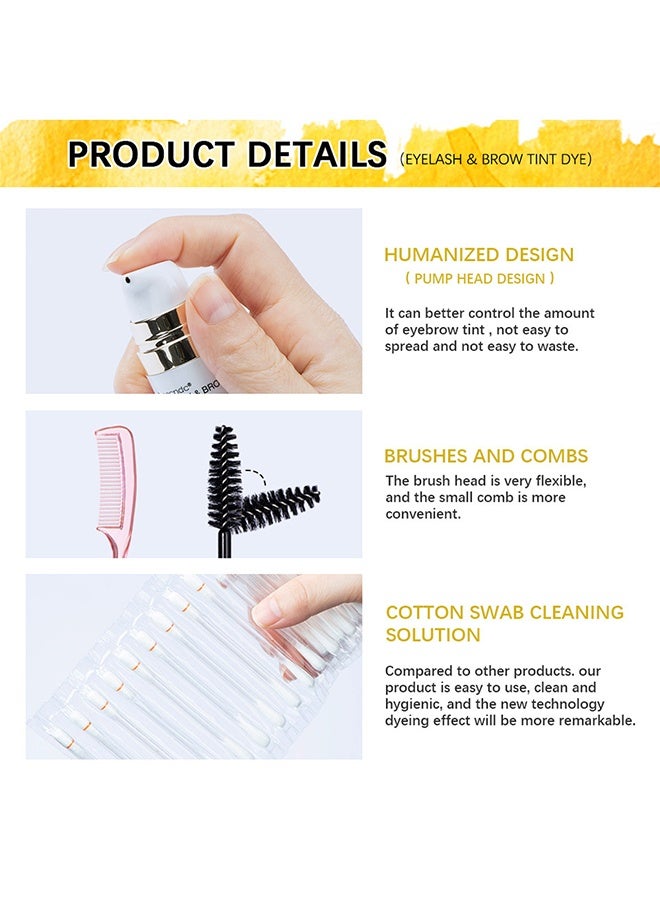 ibcccndc Eyelash & Brow Tint Dye, Eyebrow Eyelash Color Kit Eyebrow Dye Kit DIY Brow Eyelash Tint Eyebrow Tint Kit Professional Sweatproof Long Lasting Lash Brow Coloring Kit Lashes Eyebrow Color 01Natural black - Image 4