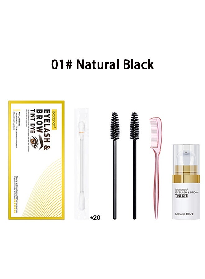 ibcccndc Eyelash & Brow Tint Dye, Eyebrow Eyelash Color Kit Eyebrow Dye Kit DIY Brow Eyelash Tint Eyebrow Tint Kit Professional Sweatproof Long Lasting Lash Brow Coloring Kit Lashes Eyebrow Color 01Natural black - Image 2
