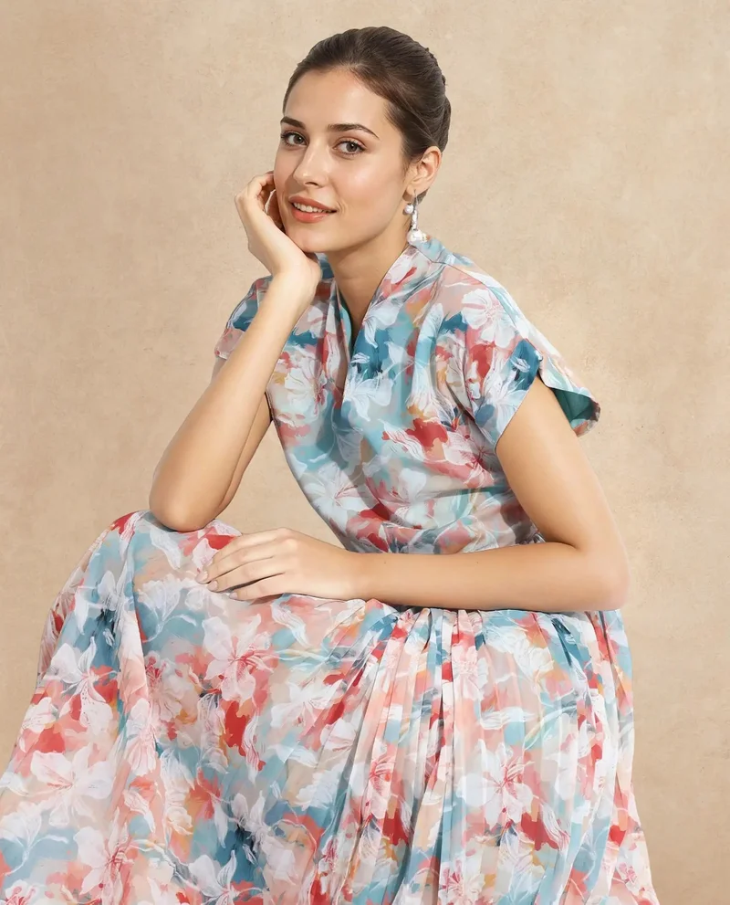 Rareism Women's Abstract Printed Midi Dress