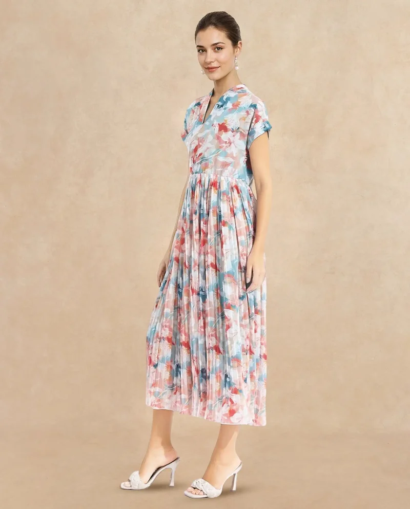 Rareism Women's Abstract Printed Midi Dress