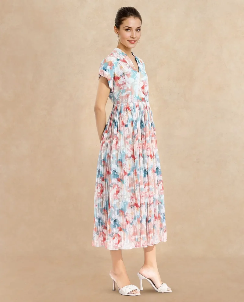 Rareism Women's Abstract Printed Midi Dress