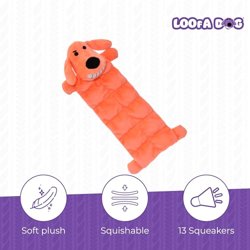 Multipet Original Loofa Dog Plush Toy Mat - Squeaky Toys for All Dogs - Extra Soft Plush - Stuffed Animal Dog Toys for Playing (1 Count, 12”, Random Color Surprise) - Image 3