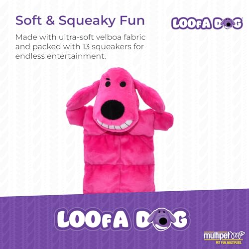 Multipet Original Loofa Dog Plush Toy Mat - Squeaky Toys for All Dogs - Extra Soft Plush - Stuffed Animal Dog Toys for Playing (1 Count, 12”, Random Color Surprise) - Image 2