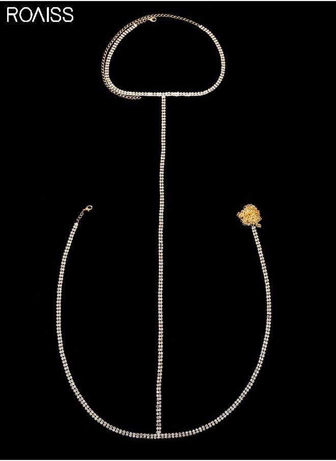 roaiss - Women's Fashion Tassel Body Chain  Metal Rhinestone Multi-Layer Chest Chain Fashion Party Body Chain - Image 1
