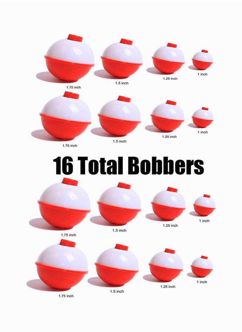 Y&D - Fishing Bobbers Assortment, Large & Small Red and White for Floats, Bobber Set 16 Bobbers, For Assortment - Image 1