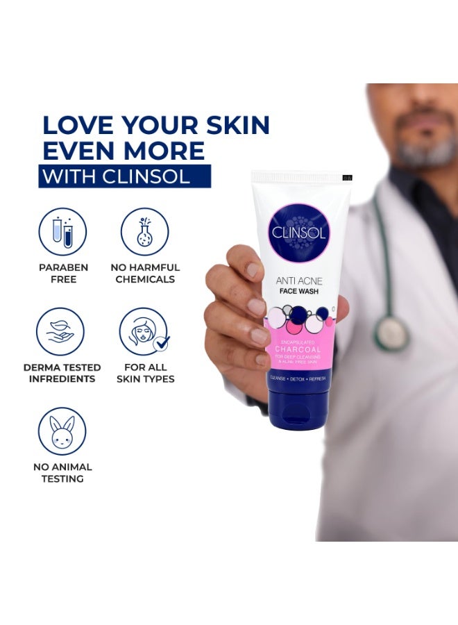 Leeford Clinsol Anti Acne Charcoal Face Wash - 70g | for Acne-Free Skin Deep Cleansing Face Wash | Helpful for Oily, Acne-Prone & All Skin Types | Paraben Free Facewash - Image 3