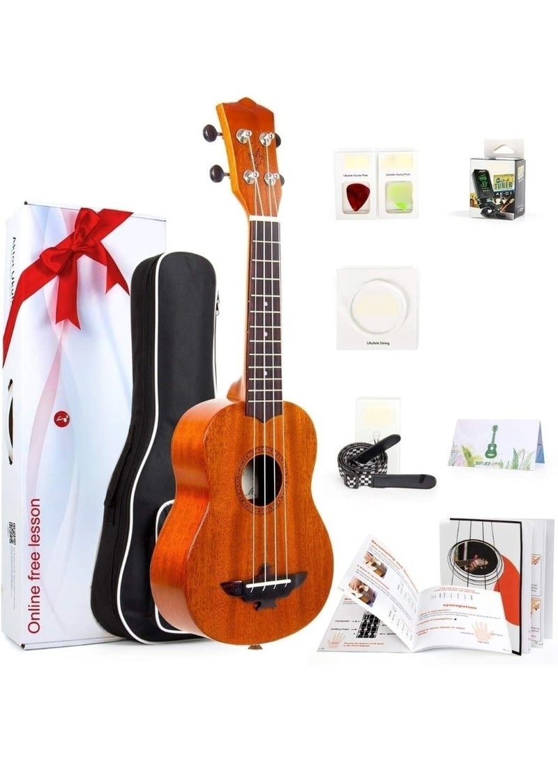 GOGOGO Electric Concert Ukulele, Ukelele 23 Inch Solid Mahogany with Equalizer Uke for Professional Player with Beginner Kit (Gig Bag, Picks, Strap, String, Cleaning Cloth, Starter Manual) - Image 1