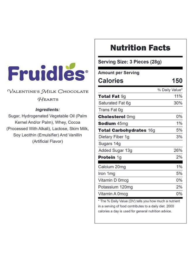 Fruidles Valentine's Milk Peanut Butter Creamy Chocolaty Hearts, Holiday Treats, Individually Wrapped Foils, Kosher Certified Dairy (1 Pound) - Image 2