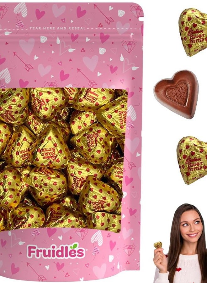 Fruidles Valentine's Milk Peanut Butter Creamy Chocolaty Hearts, Holiday Treats, Individually Wrapped Foils, Kosher Certified Dairy (1 Pound) - Image 1