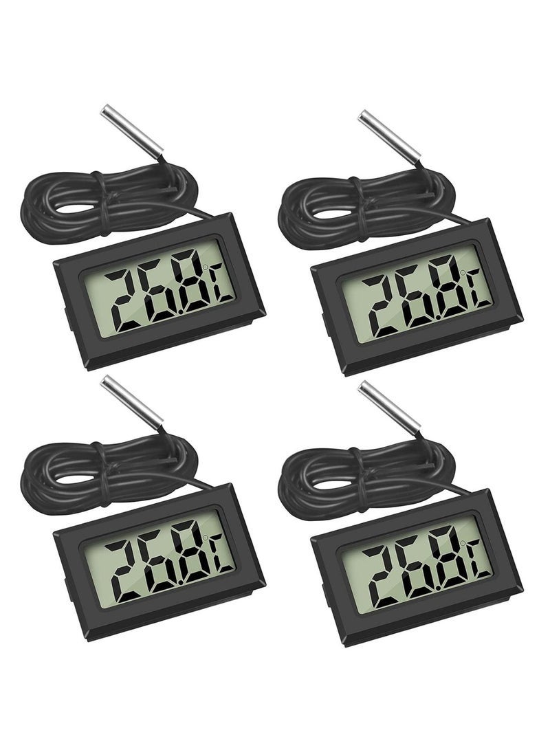4 x Mini LCD Digital Thermometer with Probe Electronic Temperature Monitor for Aquarium Refrigerator Greenhouse and Car - Image 1