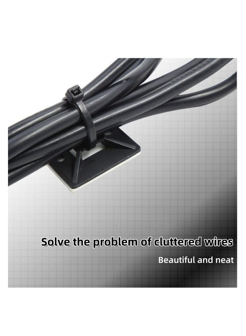 NOVOLAN Self-Adhesive Desktop Cable Clips, 100-Pack, 25x25mm Wire Organizer Clamps with 100 Zip Ties, Cord Management for Home & Office, Sticky Back Cord Holders for Ethernet USB Power Cables (black) - Image 4