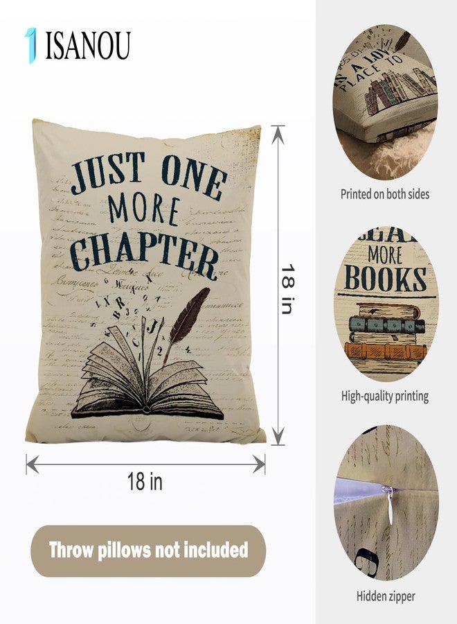 ISANOU Reading Nook Decor,Vintage Book Theme Throw Pillow Covers 18x18 Set of 4,Cozy Reading Corner Decor for Classroom Library Book Club,Book Lover Gifts for Women - Image 5