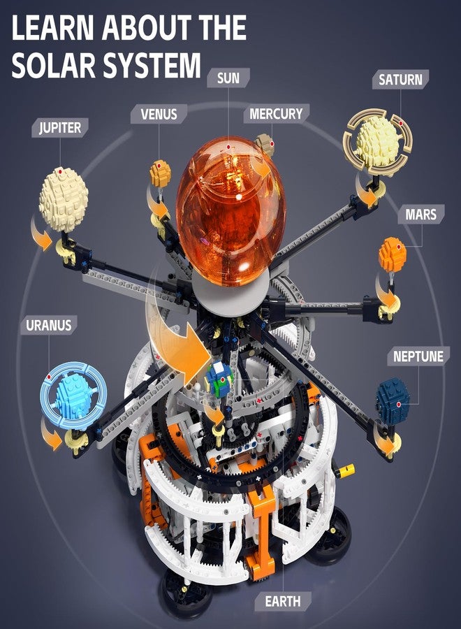 Dolive Dual-Mode Spinning Solar System Space Building Kit, STEM Model with Rotating Planets, Light-up Sun and Astronomy Educational Toys for Kids, Outer Space Birthday Gift for Ages 8+ (1282 PCS) - Image 2