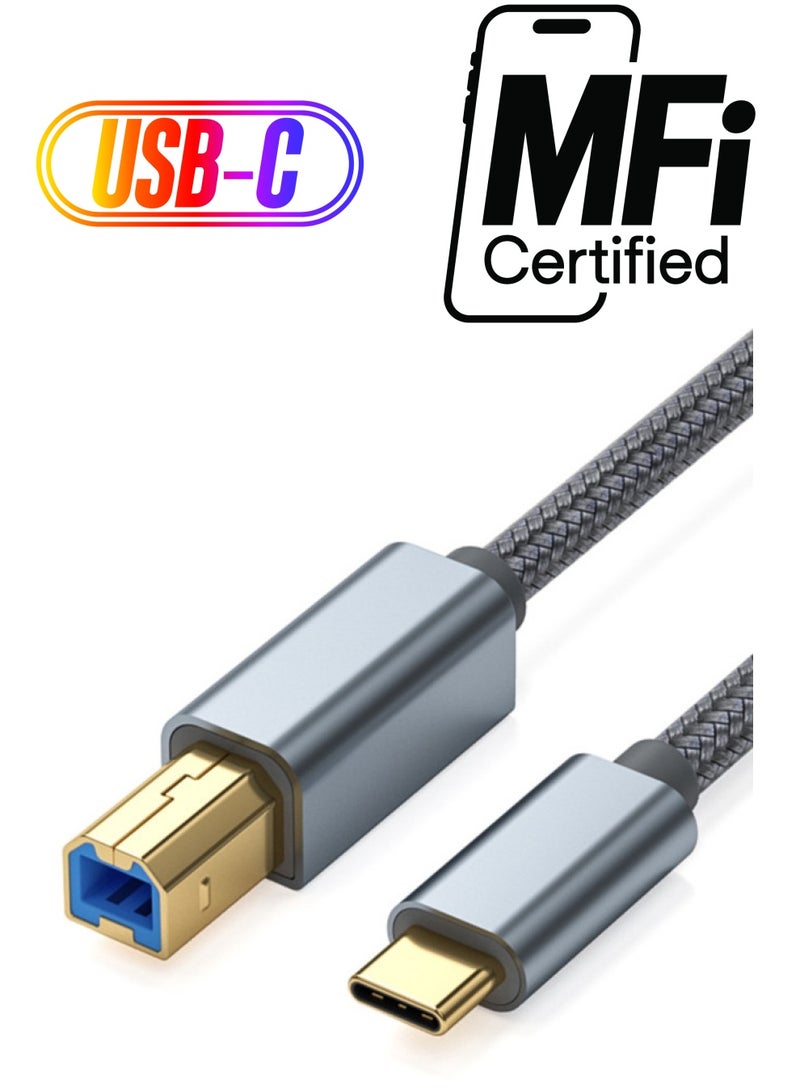 كابل طابعة USB B إلى USB C، كابل طابعة USB C إلى USB B MIDI OTG نوع C لجهاز MacBook Pro، Air، كابل USB C MIDI لوحدة تحكم Yamaha Casio Digital Piano MIDI وحدة تحكم DJ - Image 1