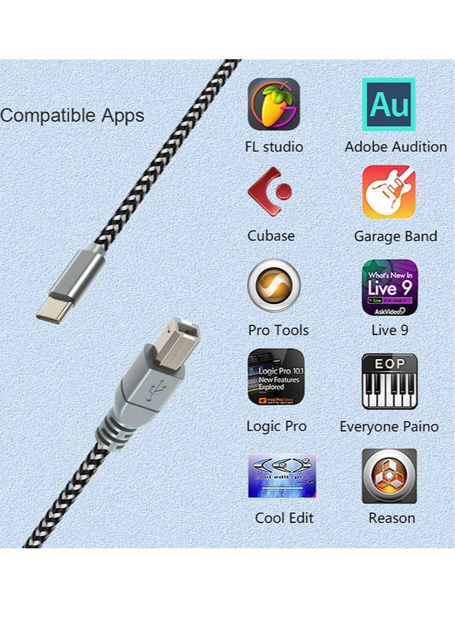 كابل طابعة USB B إلى USB C، كابل طابعة USB C إلى USB B MIDI OTG نوع C لجهاز MacBook Pro، Air، كابل USB C MIDI لوحدة تحكم Yamaha Casio Digital Piano MIDI وحدة تحكم DJ - Image 5