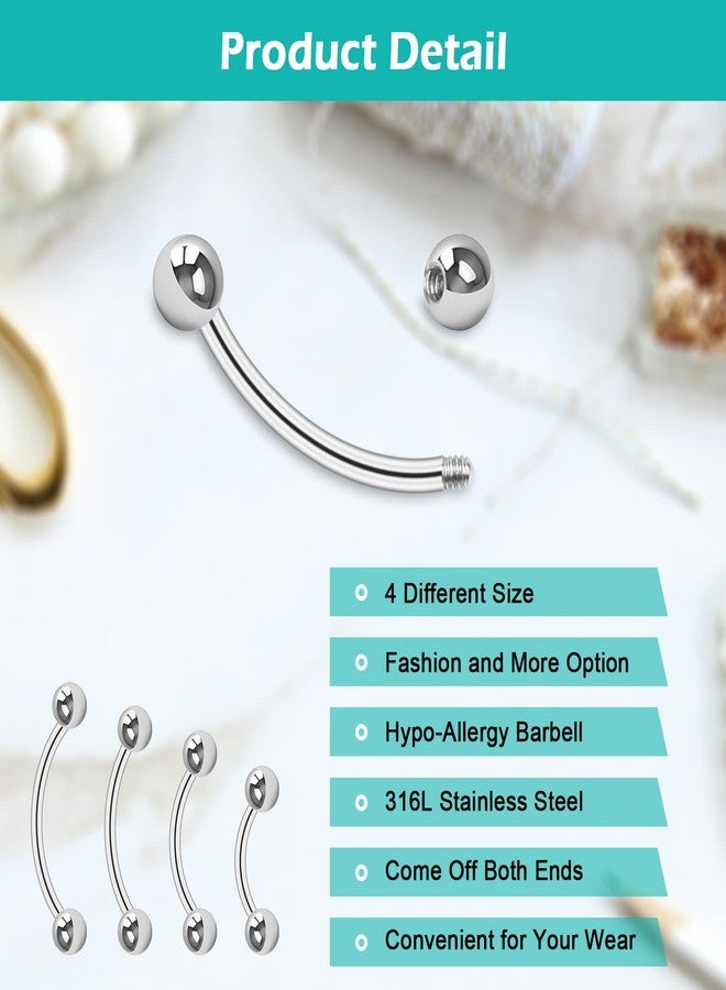 CrazyPiercing 18G Curved Barbell Piercing Jewelry 16P Tragus Rook Eyebrow Rings Surgical Steel VCH Piercings Jewelry for Men/Women 6mm 8mm 10mm 12mm - Image 3