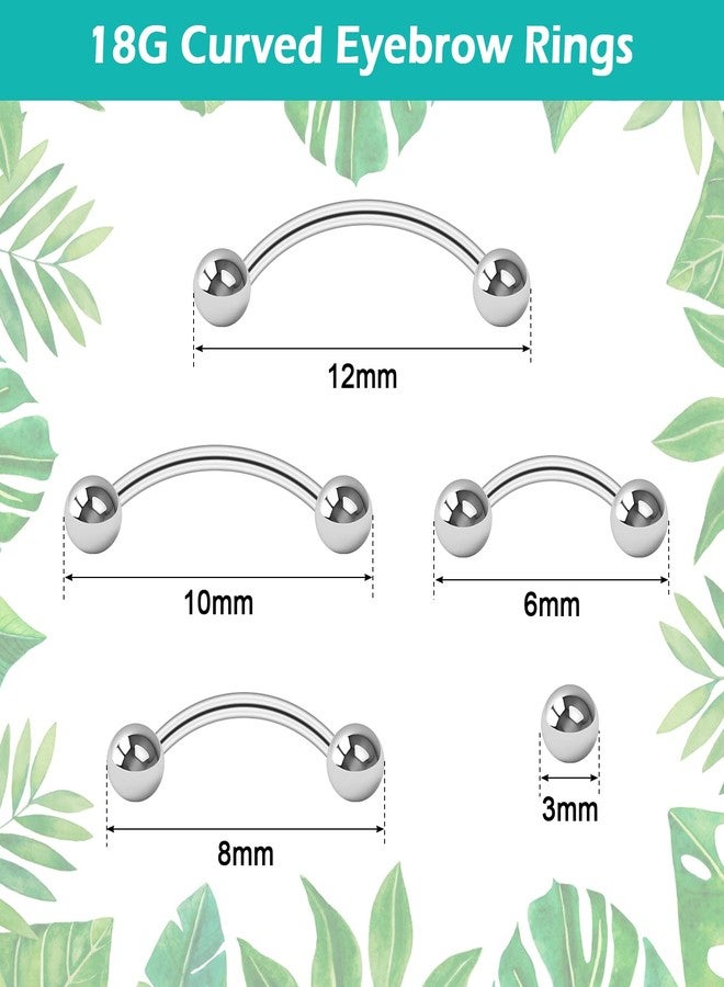 CrazyPiercing 18G Curved Barbell Piercing Jewelry 16P Tragus Rook Eyebrow Rings Surgical Steel VCH Piercings Jewelry for Men/Women 6mm 8mm 10mm 12mm - Image 2