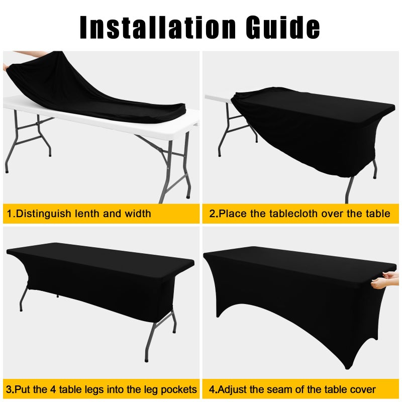 Smiry 2 Pack Spandex Table Cloth 6FT, Elastic Fitted Stretch Tablecloths, Washable and Wrinkle Free Rectangular Patio Table Cover for Outdoor, Wedding, Banquet & Parties (Black, 72Lx30Wx30H Inch) - Image 5