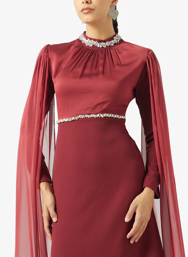 Khizana  Dress With Exaggerated Sleeve Trail for Women | Best Price UAE