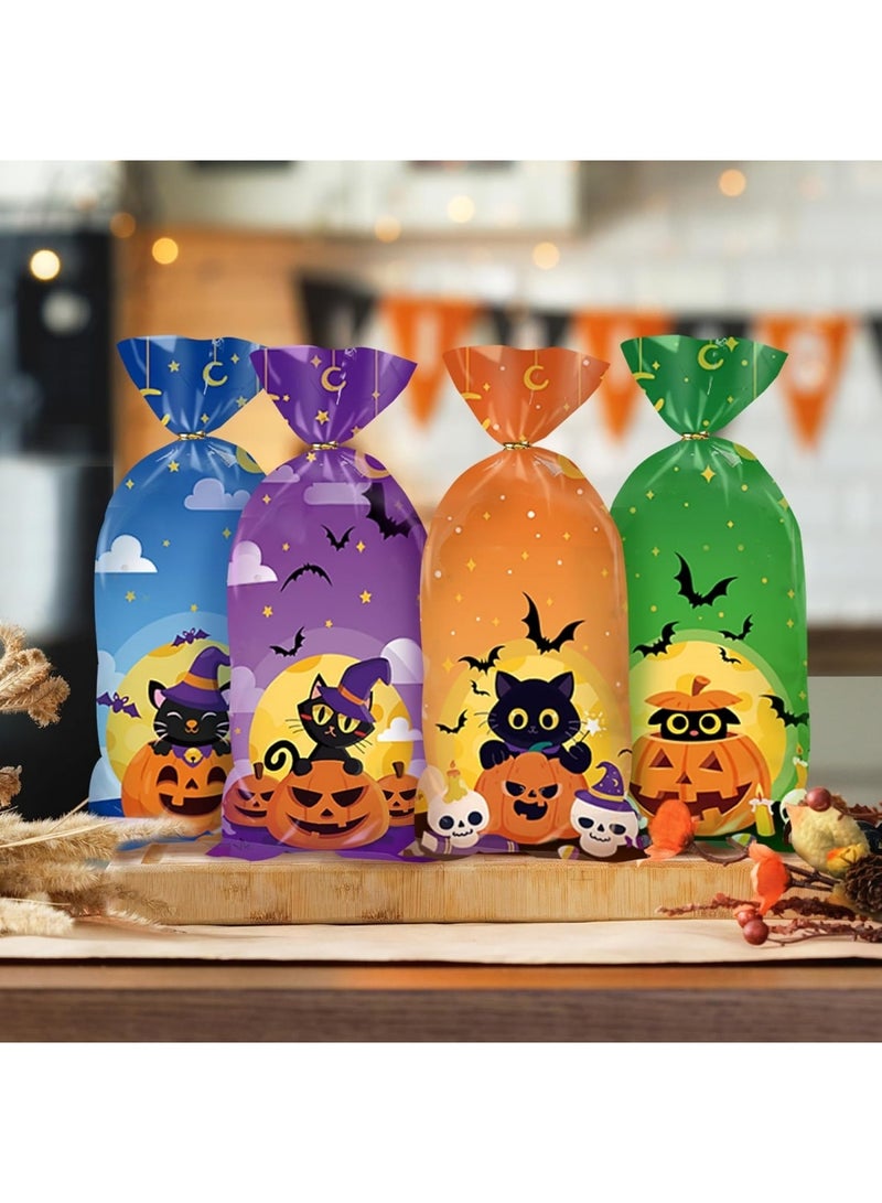 Halloween 50 Pcs Halloween Treat Bags(5x11 Inch) with Tie, Plastic Halloween Bags for Candy Goodie Goody Cookie Gift Wrap Night Party Favors Supplies Decorations Ghost Witch Castle Pumpkin Cellophane Pouch - Image 5