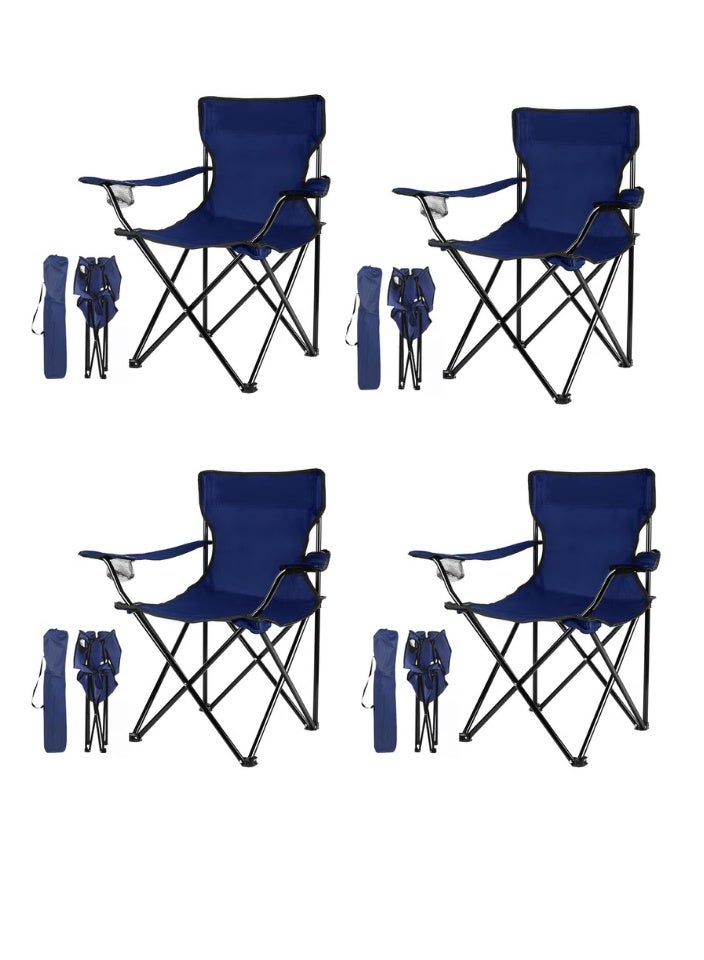 SMART HOME Camping chair set consisting of 4 folding chairs made of Oxford fabric and metal legs - comfortable, lightweight, and comes in a bag for easy portability | Picnic chair measuring 40 x 40 x 80 cm | Suitable for trips, camping, the beach, and outdoor activities - Image 1
