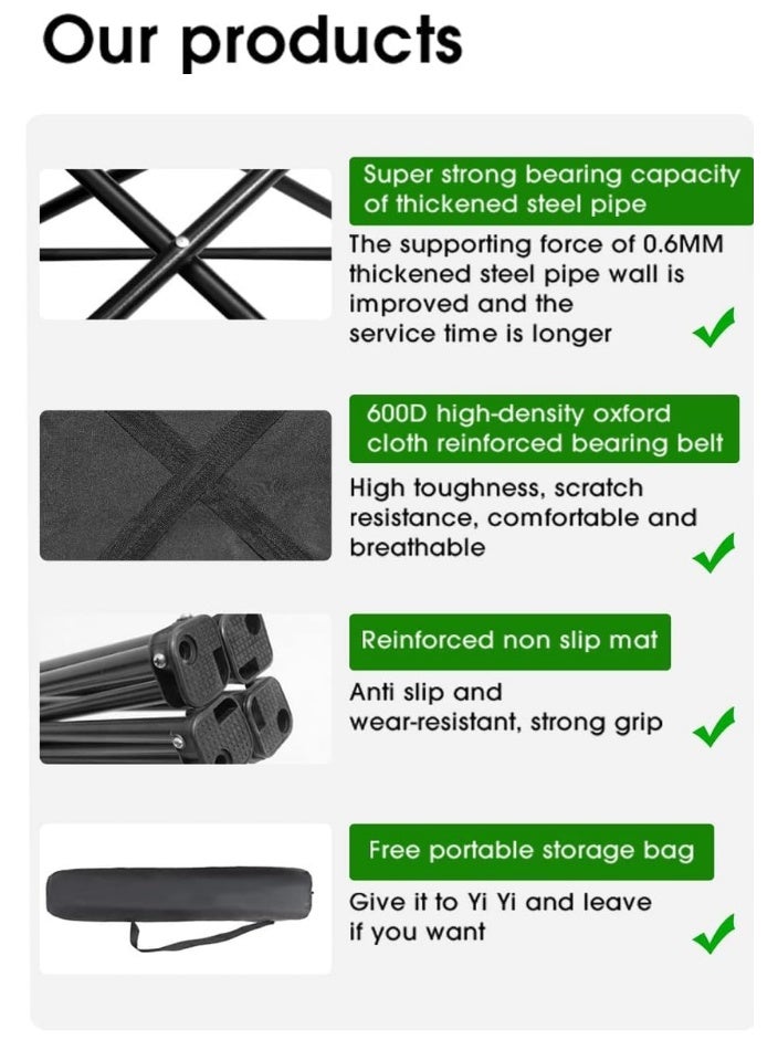 SMART HOME Camping chair set consisting of 4 folding chairs made of Oxford fabric and metal legs - comfortable, lightweight, and comes in a bag for easy portability | Picnic chair measuring 40 x 40 x 80 cm | Suitable for trips, camping, the beach, and outdoor activities - Image 3