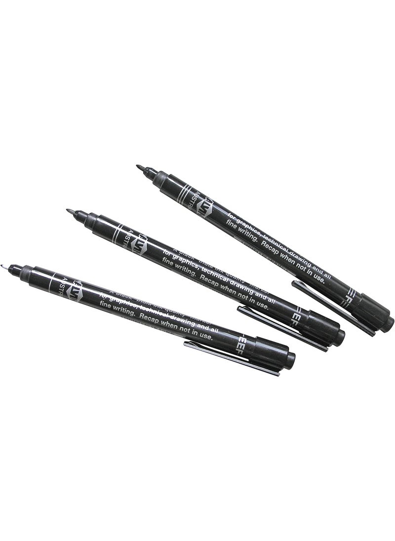 Alvin Alvin Penstix 3033 Black Technical Markers  Set of 3  - Image 1