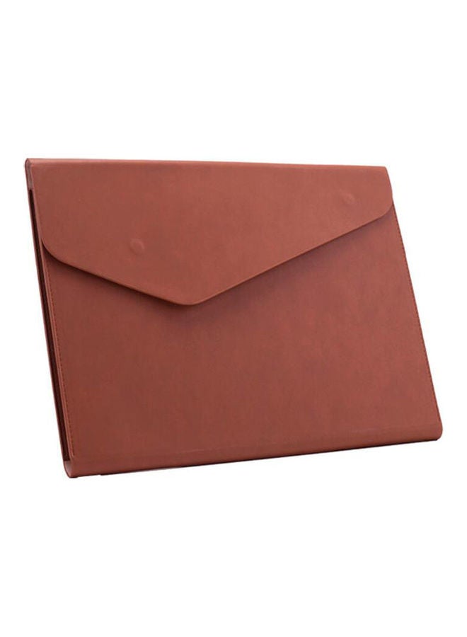 إسكدنيا حافظة ملفات مقاس A4 مصنوعة من جلد البولي يوريثان بني - Image 1