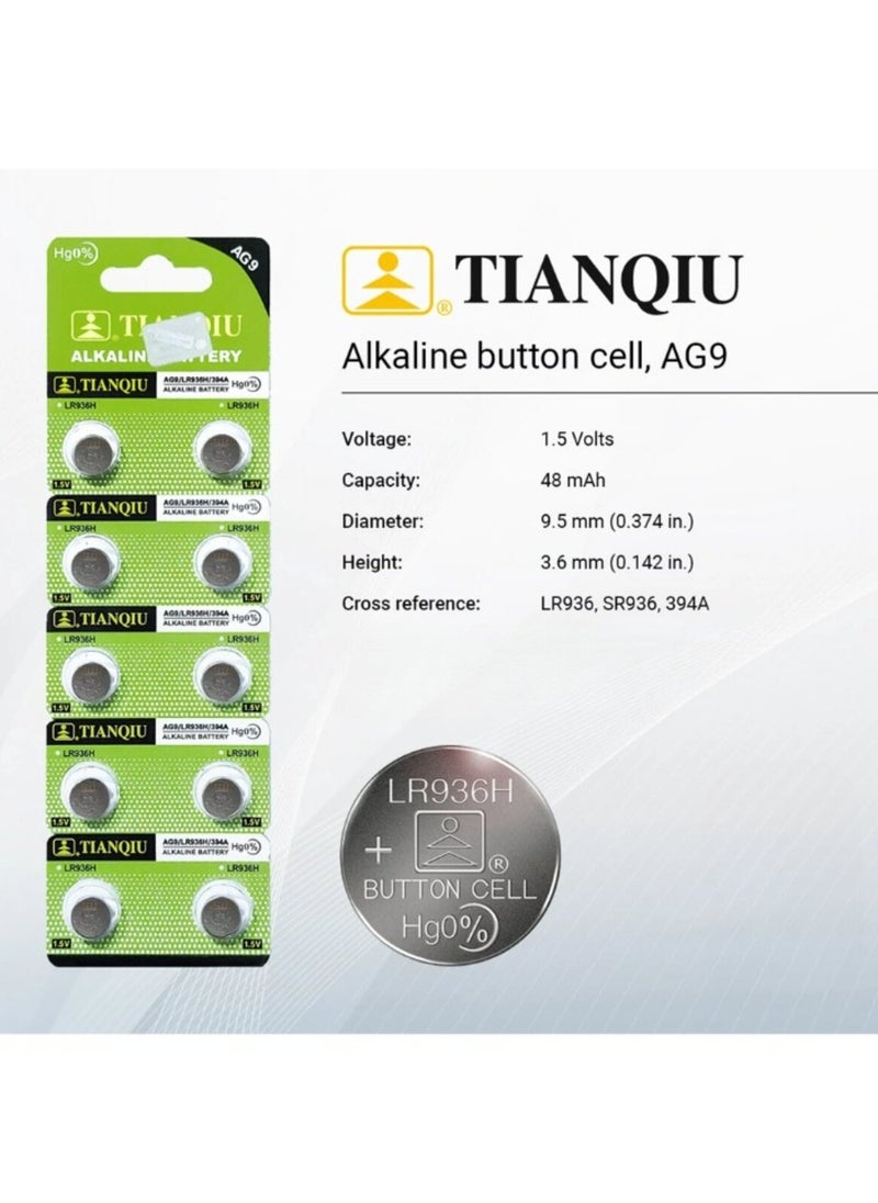 TIANQIU 10-Pieces Tianqiu AG9/ LR936H/ 394A 1.5V Alkaline Batteries  - Image 2