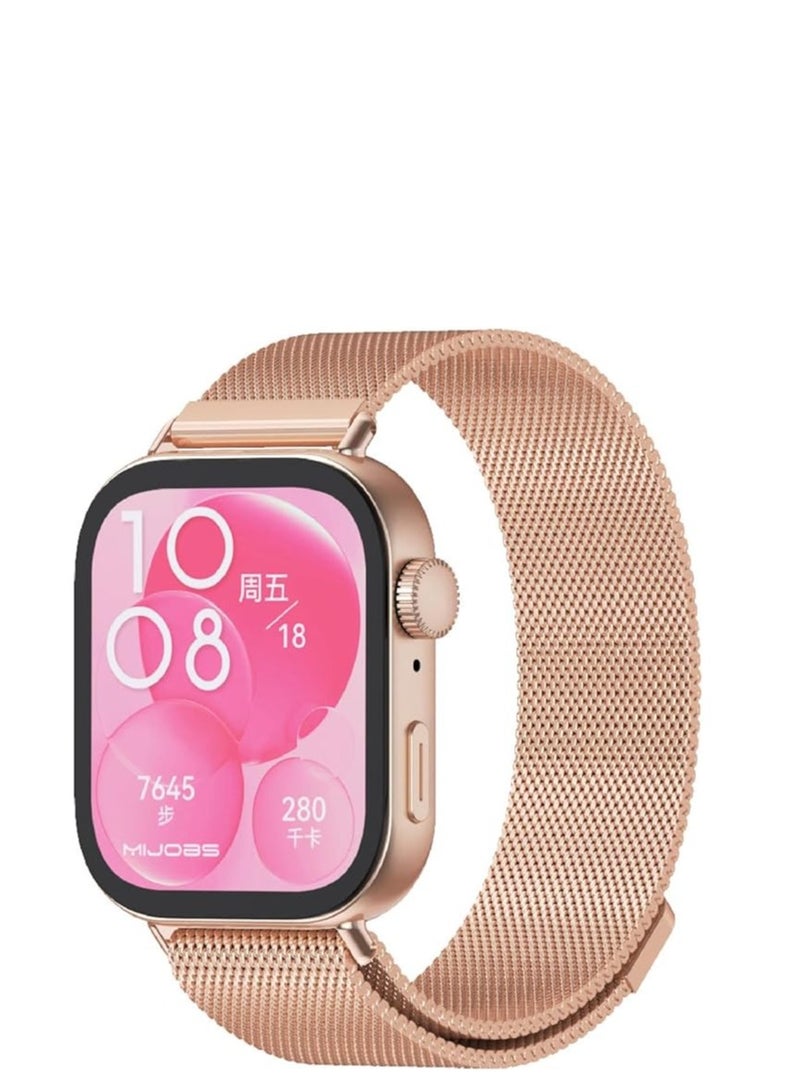 Strap Compatible with Huawei Watch Fit 4 4 Pro Bracelet Stainless Steel Magnetic Extendable Replacement Wristbands Metal Classic Band for Huawei Watch Fit 4 4 Pro Strap for Men Women rosegold - Image 2
