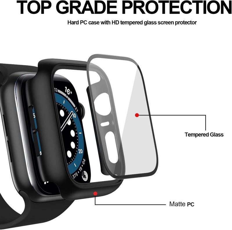 Cuteey 6 Pack for Apple Watch SE Series 6 5 4 40mm Hard Case with Built-in Tempered Glass Screen Protector, Overall Full Protective Bumper PC Cover for iwatch 40mm Accessories - Image 2
