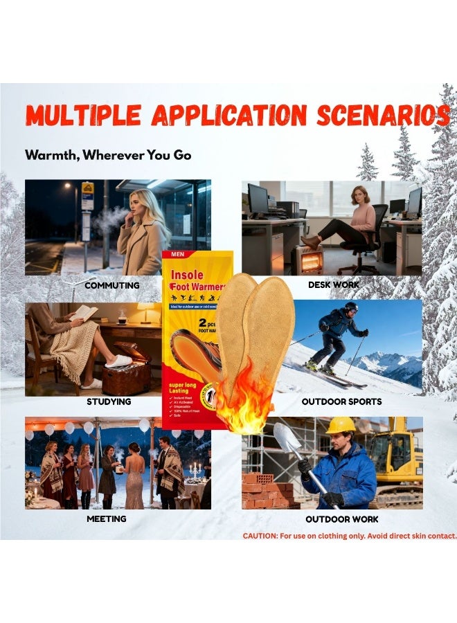 Insole Foot Warmers for Men | Up to 10+ Hour Safe Natural Heat | TSA Approved & Odorless | Ultra-Thin Adhesive Air Activated Warmers for Outdoor, Travel, Work | 5 Pairs - Image 4