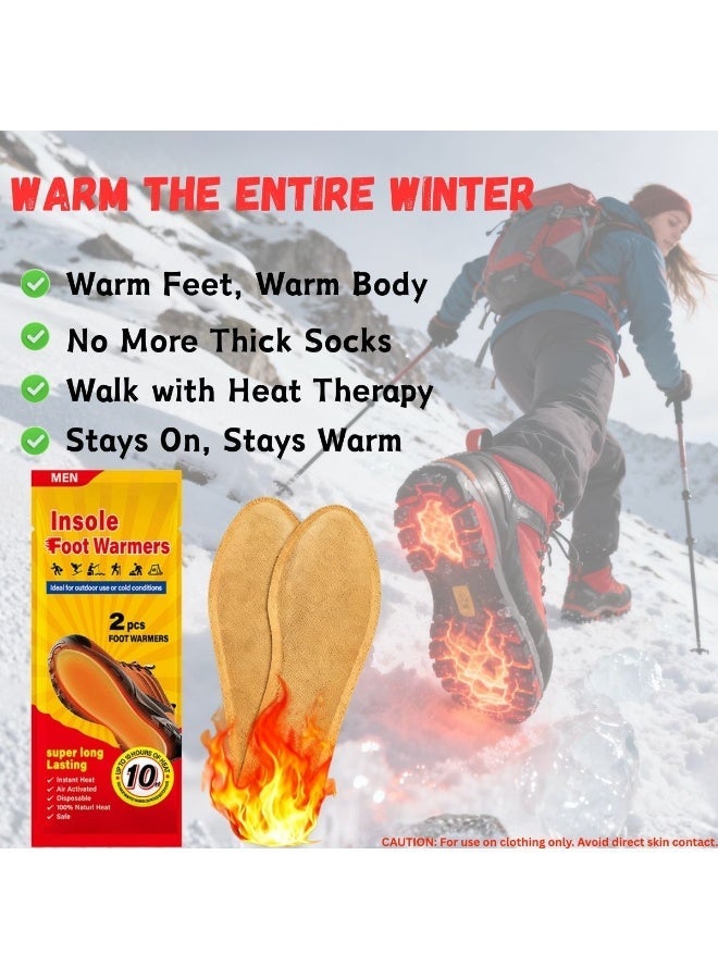 Insole Foot Warmers for Men | Up to 10+ Hour Safe Natural Heat | TSA Approved & Odorless | Ultra-Thin Adhesive Air Activated Warmers for Outdoor, Travel, Work | 5 Pairs - Image 2