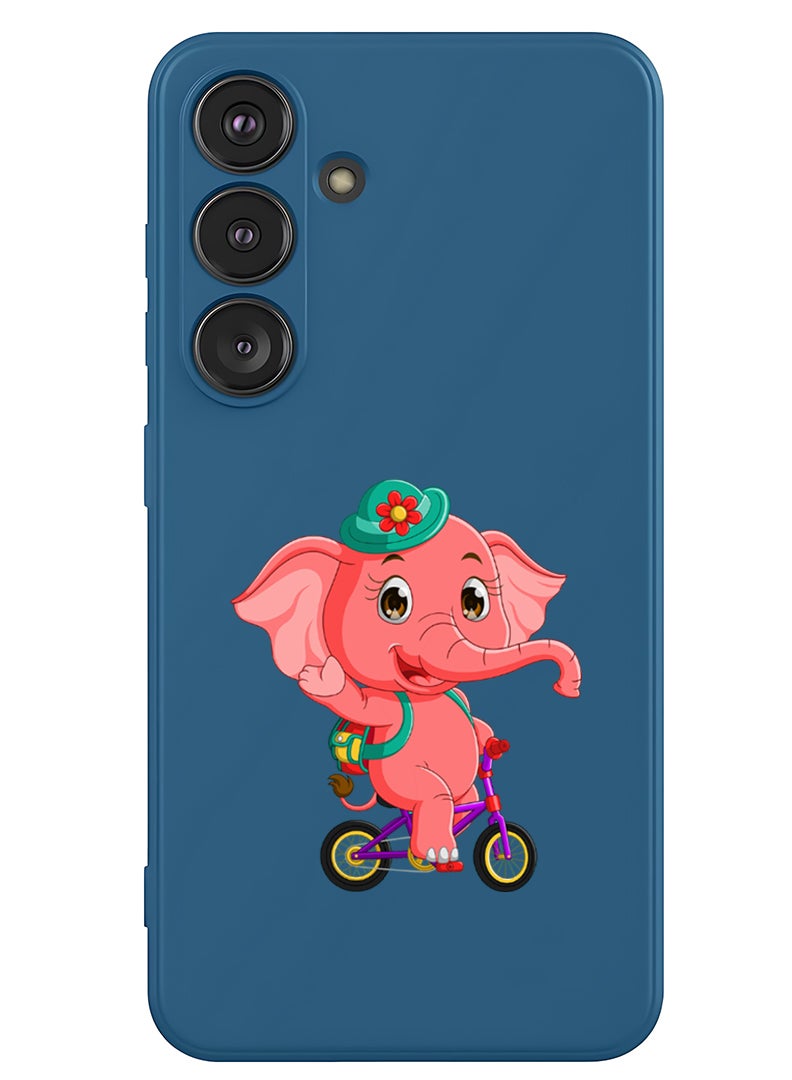 Theodor Protective Slim Fit Case Liquid Silicone Cover with Full Body Protection Anti-Scratch Shockproof Case For Samsung Galaxy S25 (Blue) - pink elephant - Image 1
