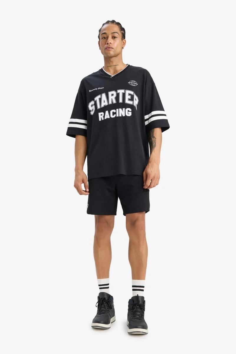 ديفاكتو Loose Fit Crew Neck Short Sleeve Cotton T-Shirt