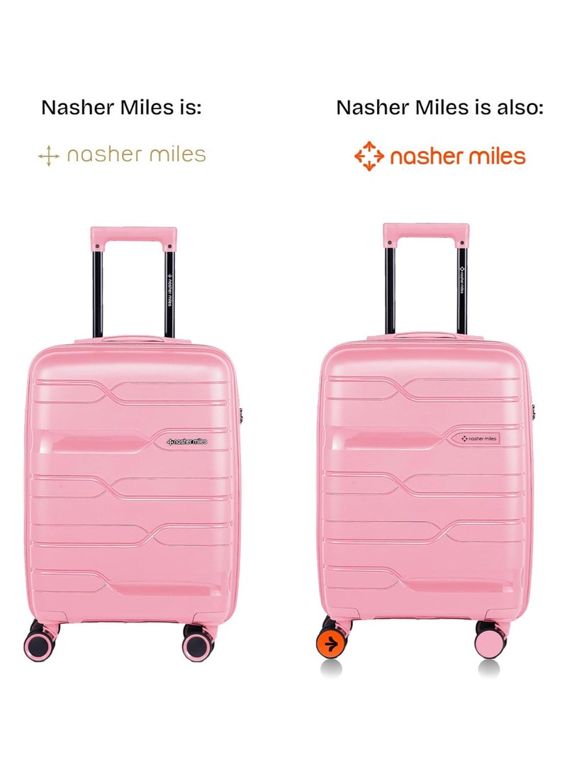 nasher miles Nasher Miles Paris Hard-Sided Polypropylene Cabin Luggage 20 inch | 55cm | 8 Wheels Small Trolley Bag for Travel | Suitcase (Pink)  - Image 3
