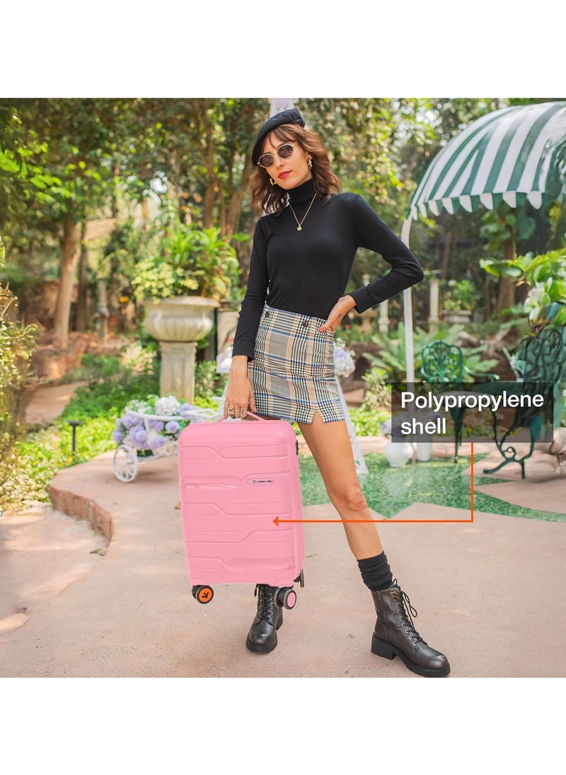 nasher miles Nasher Miles Paris Hard-Sided Polypropylene Cabin Luggage 20 inch | 55cm | 8 Wheels Small Trolley Bag for Travel | Suitcase (Pink)  - Image 4