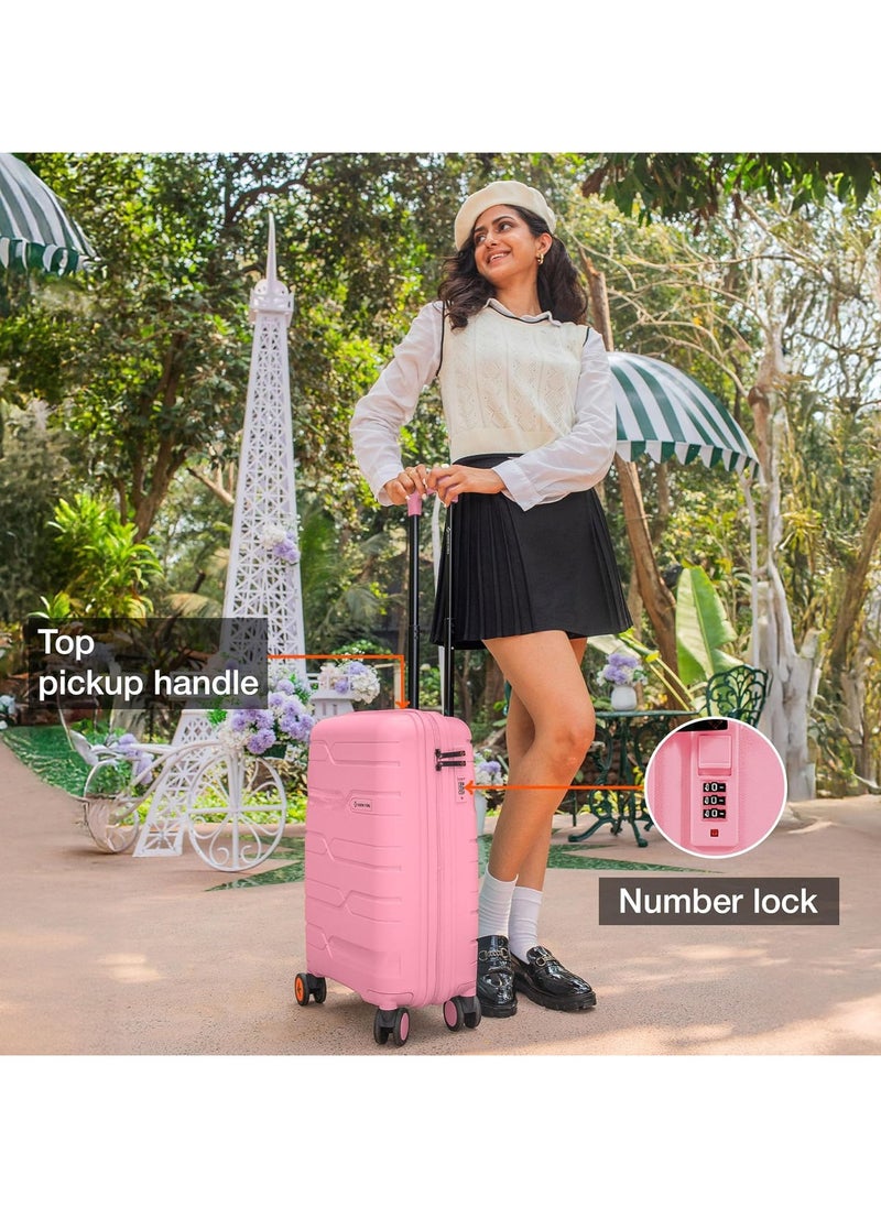 nasher miles Nasher Miles Paris Hard-Sided Polypropylene Cabin Luggage 20 inch | 55cm | 8 Wheels Small Trolley Bag for Travel | Suitcase (Pink)  - Image 5