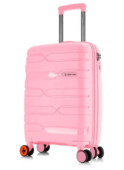 nasher miles Nasher Miles Paris Hard-Sided Polypropylene Cabin Luggage 20 inch | 55cm | 8 Wheels Small Trolley Bag for Travel | Suitcase (Pink)