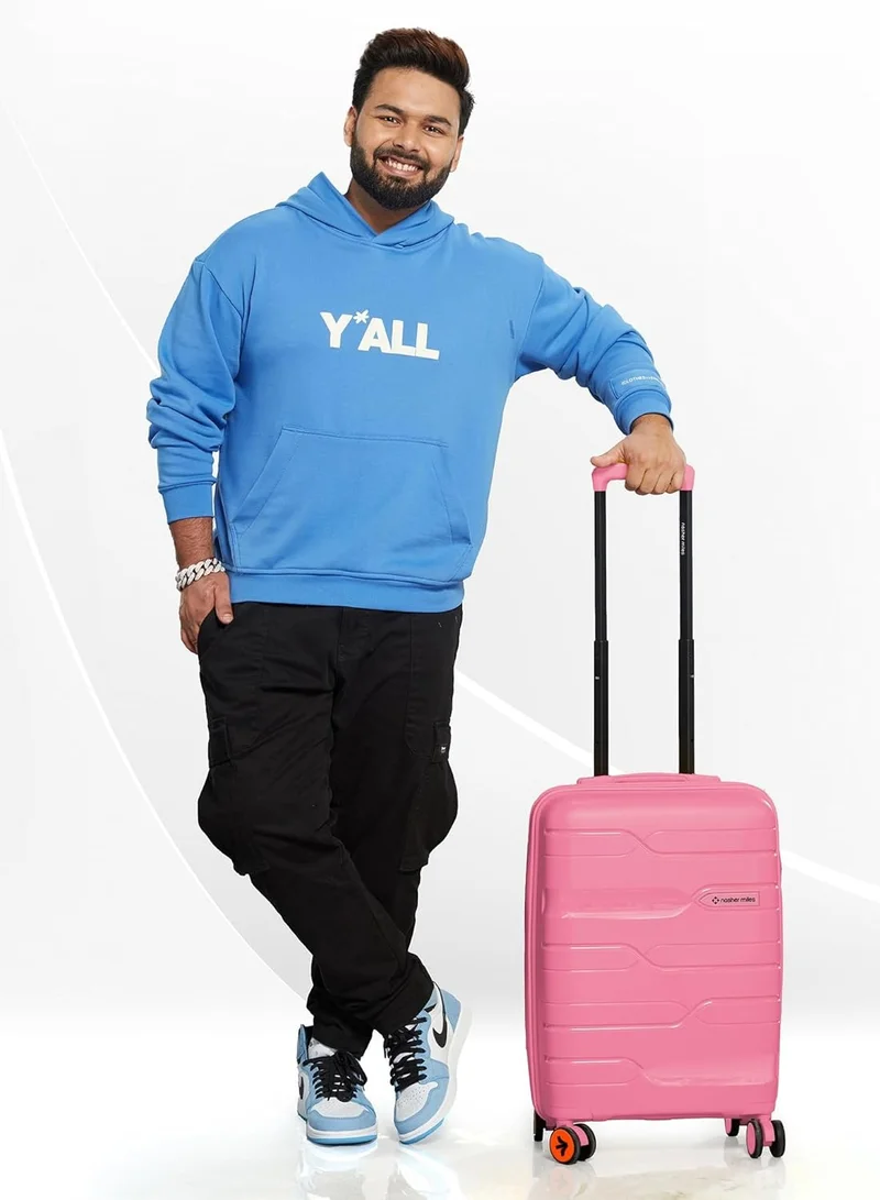 nasher miles Nasher Miles Paris Hard-Sided Polypropylene Cabin Luggage 20 inch | 55cm | 8 Wheels Small Trolley Bag for Travel | Suitcase (Pink)
