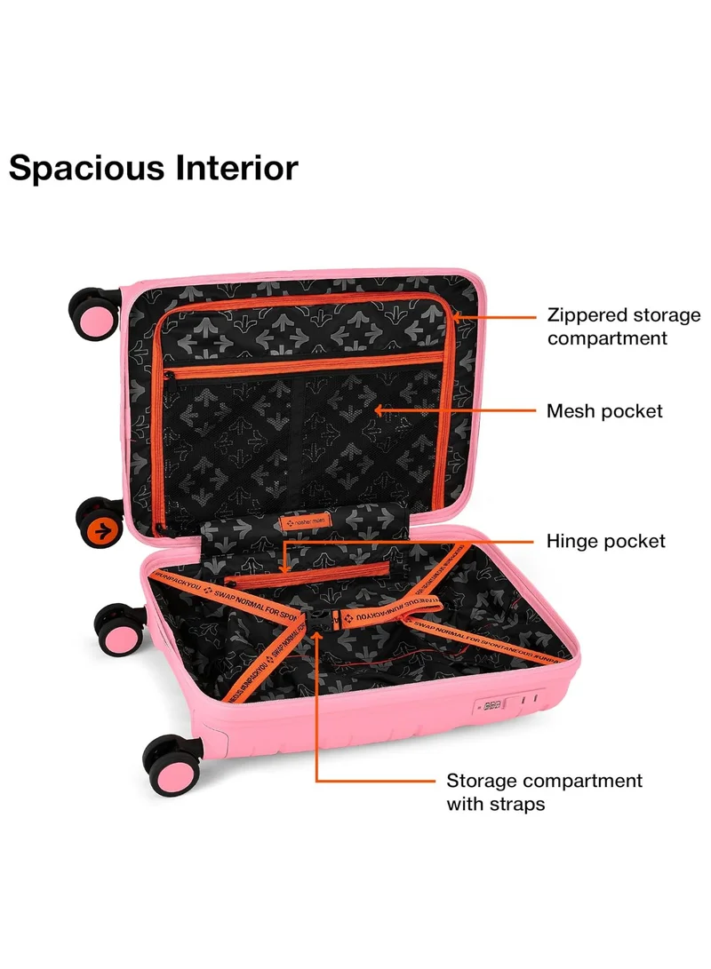 nasher miles Nasher Miles Paris Hard-Sided Polypropylene Cabin Luggage 20 inch | 55cm | 8 Wheels Small Trolley Bag for Travel | Suitcase (Pink)