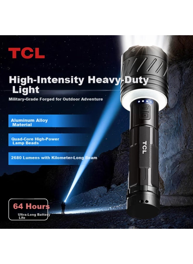 Tcl Outdoor Flashlight High Brightness Long Battery Life 24h Military Survival Large Capacity Patrol Rechargeable - Image 1