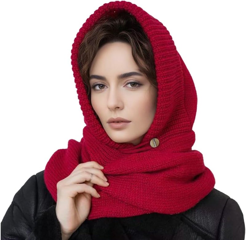 Upbull مجموعة أغطية الرأس والأوشحة من Upbull Fuzzy Balaclava للنساء، تجمع بين غطاء الرأس والوشاح في منتج واحد، مناسبة لفصل الشتاء. - Image 1