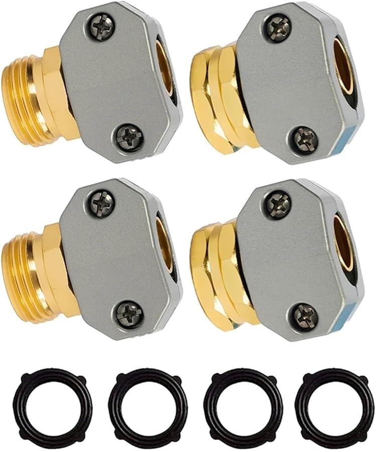 4 Sets Garden Hose Repair Kit Aluminum Male Female End Repairs Water Pipe Accessories - Image 2