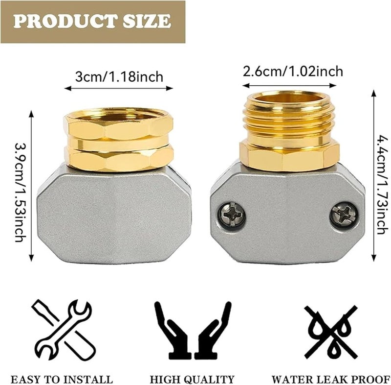 4 Sets Garden Hose Repair Kit Aluminum Male Female End Repairs Water Pipe Accessories - Image 4