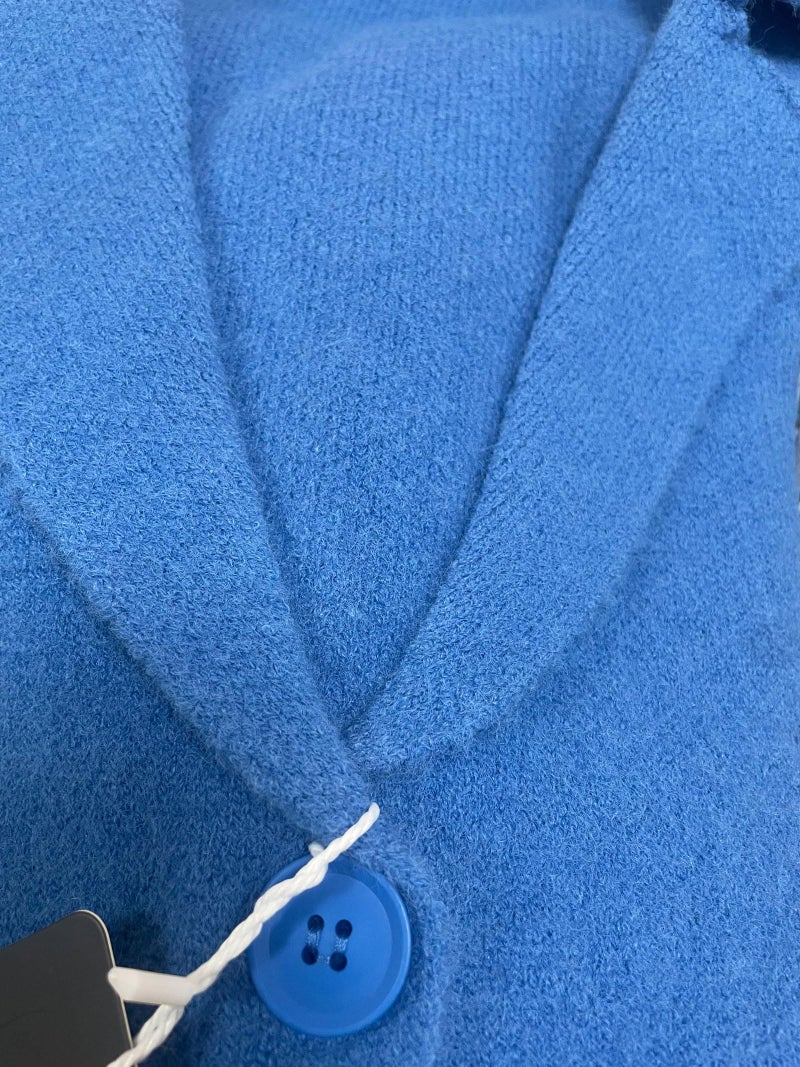 CHARTOU Women Long Cardigan Notched Collar Button Down Loose Fit Knit Blazer Sweater Jacket (Large, Blue) - Image 5