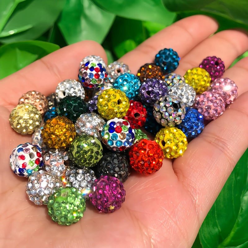 Cmidy Rhinestone Beads for Jewelry Making,10mm 100pcs Clay Disco Ball Beads for Pens Making,Sparkly Diamond Rhinestone Spacer Beads for Pens,Beadable Pen Beads Bulk for Bracelet Necklace Earring Crafting - Image 2