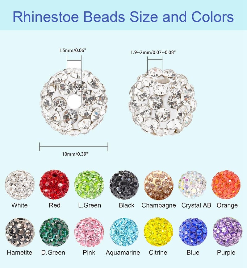 Cmidy Rhinestone Beads for Jewelry Making,10mm 100pcs Clay Disco Ball Beads for Pens Making,Sparkly Diamond Rhinestone Spacer Beads for Pens,Beadable Pen Beads Bulk for Bracelet Necklace Earring Crafting - Image 3