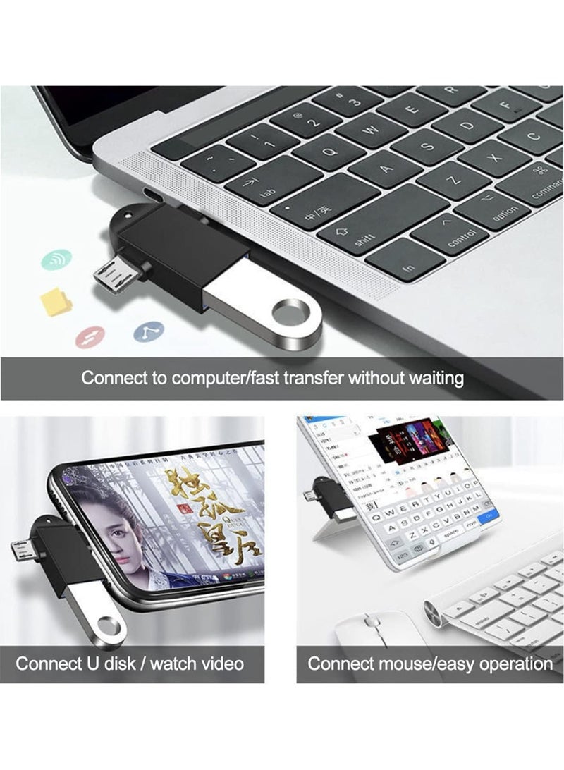 عبوتان 2PCS محول USB 3.0 OTG 2 في 1 Type-C + Micro USB لنقل البيانات بسرعة عالية، متوافق مع الهواتف والأجهزة اللوحية والكمبيوتر المحمول، يدعم الفلاش درايف ولوحة المفاتيح ووحدة التحكم بالألعاب للألعاب ونقل الملفات والمكتب - Image 5