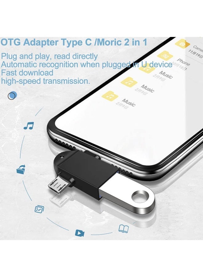 عبوتان 2PCS محول USB 3.0 OTG 2 في 1 Type-C + Micro USB لنقل البيانات بسرعة عالية، متوافق مع الهواتف والأجهزة اللوحية والكمبيوتر المحمول، يدعم الفلاش درايف ولوحة المفاتيح ووحدة التحكم بالألعاب للألعاب ونقل الملفات والمكتب - Image 4